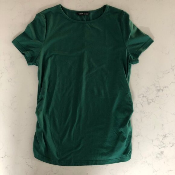 Shein Casual Short Slv Scoop Neck Ruched Sides Poly Blend Top Green Sz 6 NWOT - Picture 4 of 11
